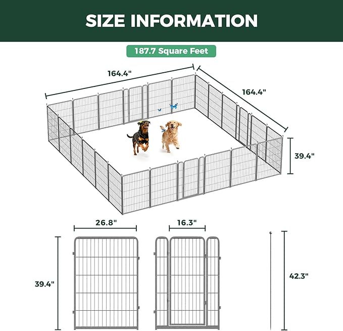 FXW Aster Dog Playpen Designed for Yard, 40inch 24 Panels