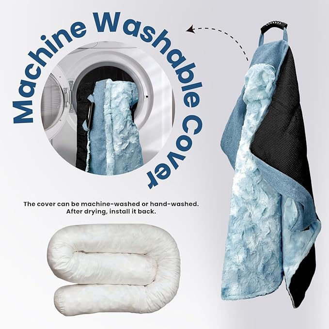 Calming Extra Large Dog Couch Bed for Dogs, 45 x 37 inch Waterproof Removable Pet Mat Couch Cover for Furniture Protector, Non-Slip Fluffy Pelsbarn Dog Bed for Couch, Sofa, Car - Tie-Dye Blue