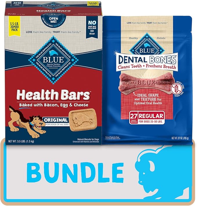 Blue Buffalo Health Bars and Dental Bones Dog Treats Variety Bundle