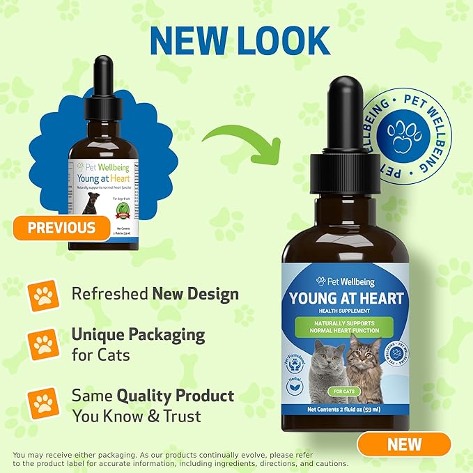 Pet Wellbeing Young at Heart for Cats - Vet-Formulated - Heart Health, Circulatory & Cardiovascular System, Hawthorn, Motherwort, Schisandra - Herbal Supplement 2 oz (59 ml)