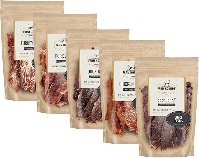 Farm Hounds - Dog Jerky Bundle - Premium Natural Jerky for Dogs - 100% Humanely Raised - Break-to-Size - No Added Fillers - Made in USA - 5 Pack