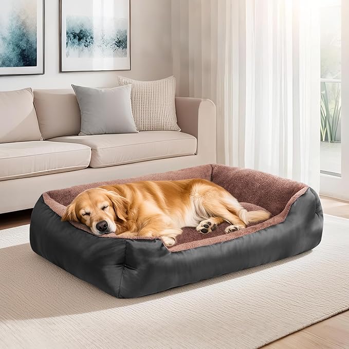 Dog Bed for Small Dogs - Washable Dog beds with Sides, Comfortable and Breathable Pet Couch Bed with Non-Slip Bottom, Black