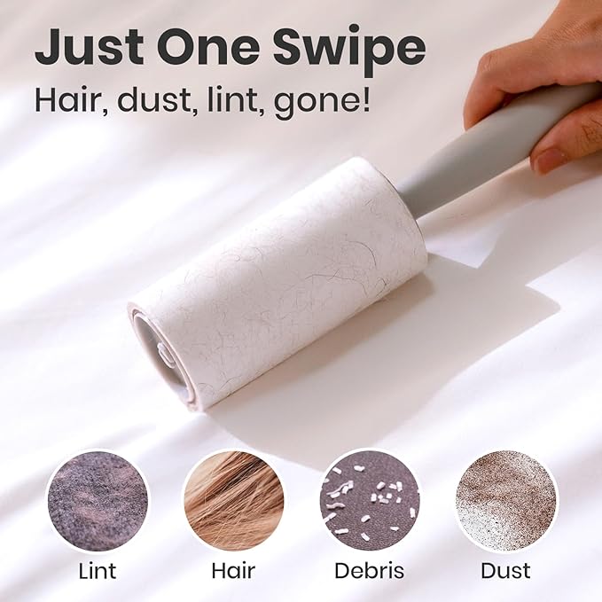 DELOMO Lint Roller 600 Sheets (2 Rollers + 4 Refills) - Lint Rollers for Pet Hair Extra Sticky, Mega Value Pet Hair Removal Tool for Clothes/Couch/Furniture/Car - Keep Your Home Tidy