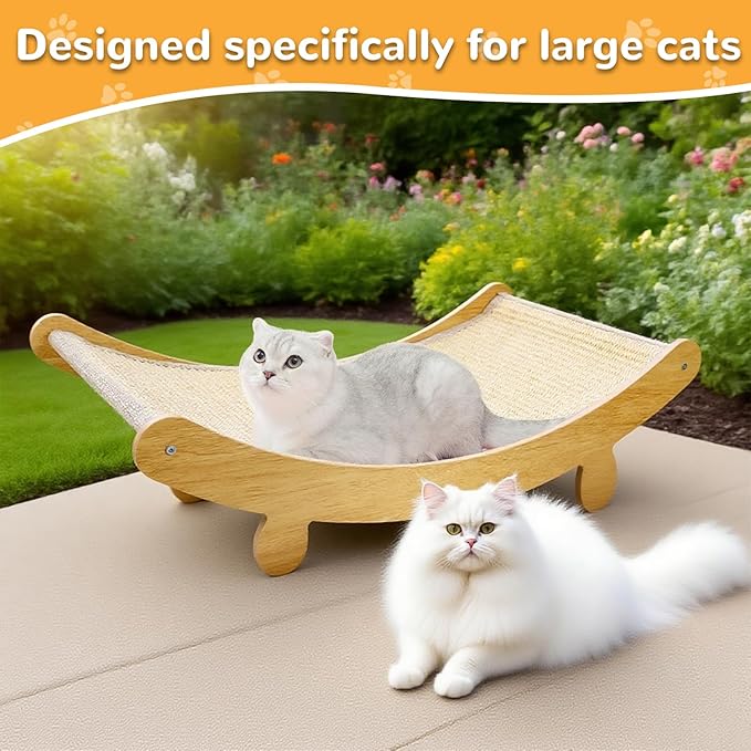 Multi - Functional Wooden Cat Scratcher Bed & Lounge: Durable Sisal Scratching Post for Indoor Cats, All - in - One Furniture Protector with Comfortable Napping Space