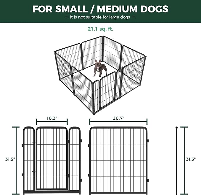FXW Homeplus Unleashed Indoor Dog Playpen - Stress-Free and Safe Play, Heavy Duty 32 Inch 8 Panels with Playpen Camera Mount for Small and Medium Dogs, Black│Patented