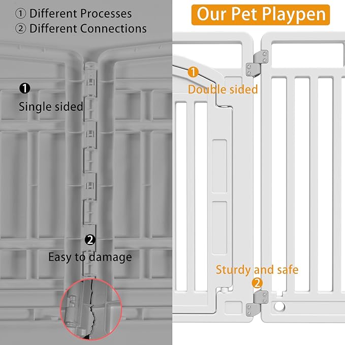 Pet Playpen with Door Dog Foldable Puppy Playpen for Puppies and Small Dogs 6-Panels Easy Assemble Easy Storing for Indoor and Outdoor (6 Panels)