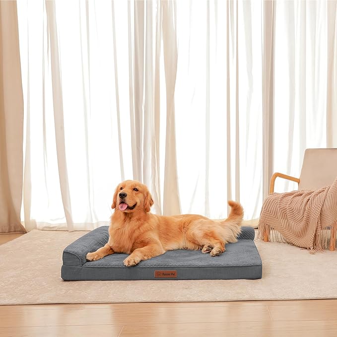 Orthopedic Dog Beds Large Sized Dog, Memory Foam Pet Bed for Large Dogs, Washable Removable Cover, Nonskid Bottom, Waterproof, 44x32x6 Inches, Dark Grey
