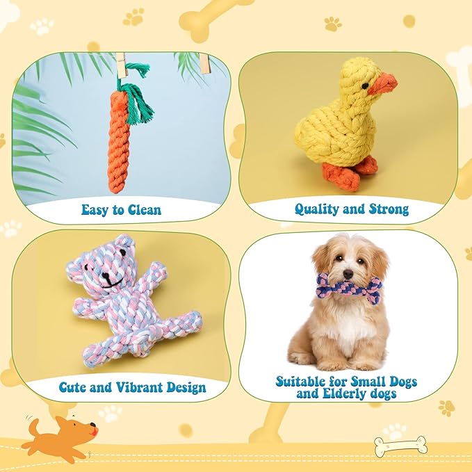 Sumind 12 Pcs Dog Rope Toys for Aggressive Chewers Valentine Gifts for Puppy Animal Rope Chew Toy Interactive Toys for Small Medium Large Dog Pets Puppy Playtime, 12 Styles(Giraffe)