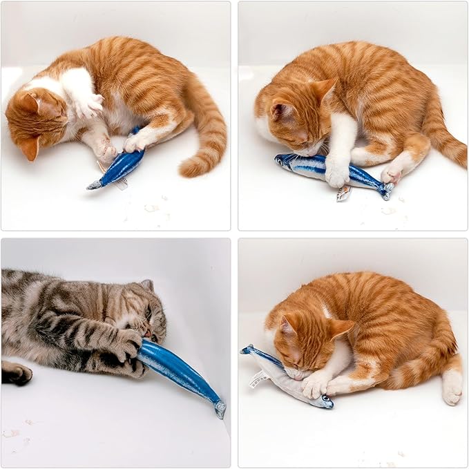 6 PCS Cat Fish Toy Soft and Durable,Cat nip Toy with Catnip Inside, Kicker Toys for Indoor Kitten Exercise,Kitty Teething Chew Toy (6 Sauries)