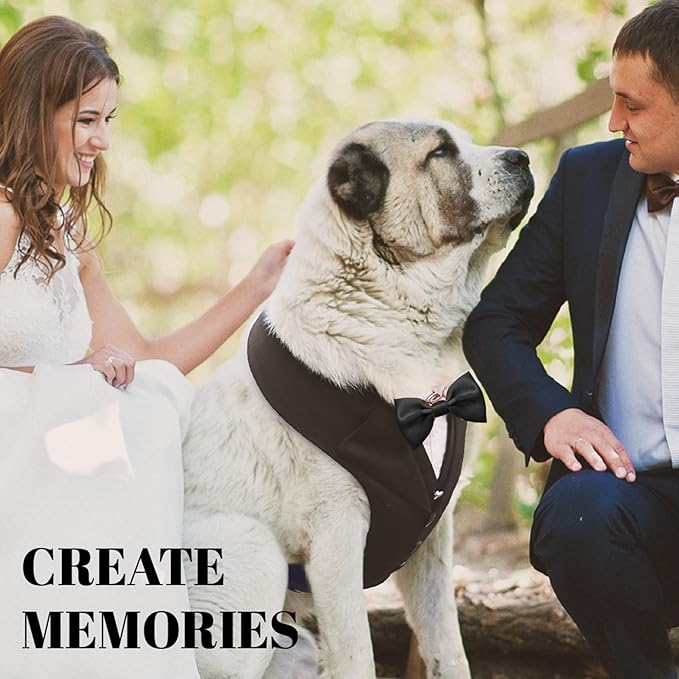 AVERYDAY Dog Tuxedo for Wedding Outfit, Dog Suit and Tie Costumes for Birthday, Halloween, Cosplay, Christmas Party, Pet Formal Wear with Bowtie, Tux for Medium Large Dogs, Bulldog, Labrador, Husky