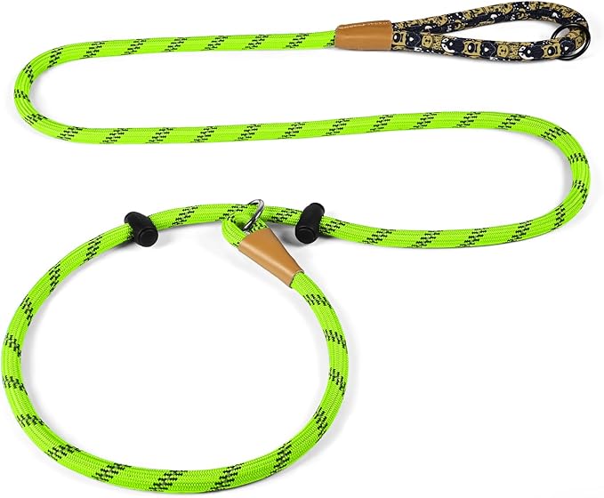 lynxking Slip Lead Dog Leash Reflective, Heavy Duty Comfortable Strong Rope for Large Medium Small Dogs No Pull Pet Training (Light Green, Large 1/2in x 6ft-Slip Lead)