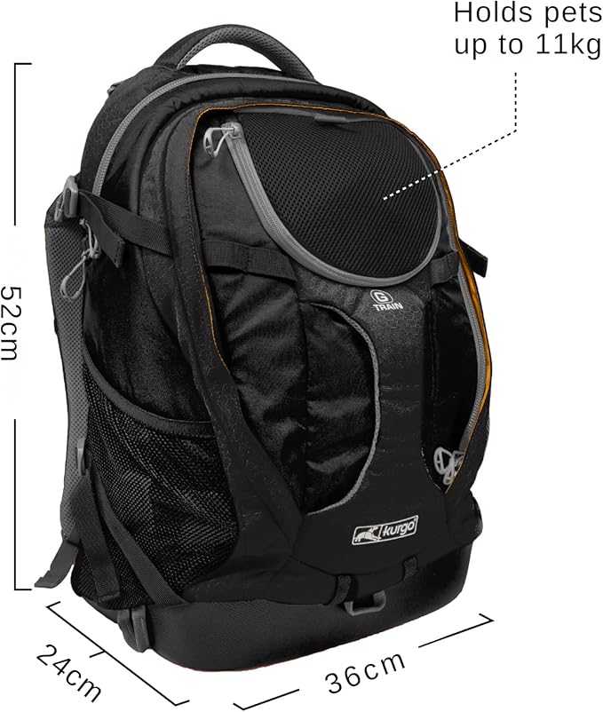 Kurgo G-Train Dog Carrier Backpack - Comfortable Travel Bag for Pets Up to 25 lbs - Waterproof Bottom - Multi-Compartment Pack - Dog Hiking Gear - Rugged Adventure Backpack - Navy Blue