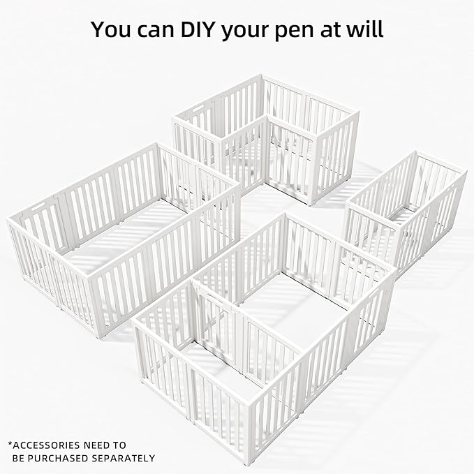 Dog Playpen,Clear Dog Pen, Acrylic Dog Pen,Easy to Install and Remove Dog Play Pen and Kennel Playpen, Suitable for Dogs, Cats,Dog Playpen Indoor (White, 23.6" Height, 10PCS)