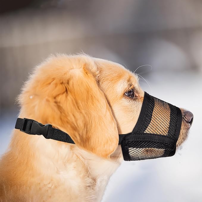 Dog Muzzle Medium Sized Dogs โ Soft Air Mesh Muzzle for Medium Sized Dog | Muzzles for Dogs | Mussle to Stop Biting, Barking and Chewing Perfect for Small to Large Doge