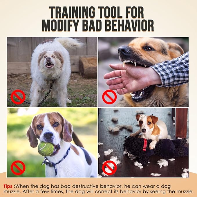 SlowTon Soft Dog Muzzle, Adjustable Padded Nylon Muzzle for Large Medium Dogs Anti Chewing Barking Biting, Allow Dog Pant & Drink(Black,Small