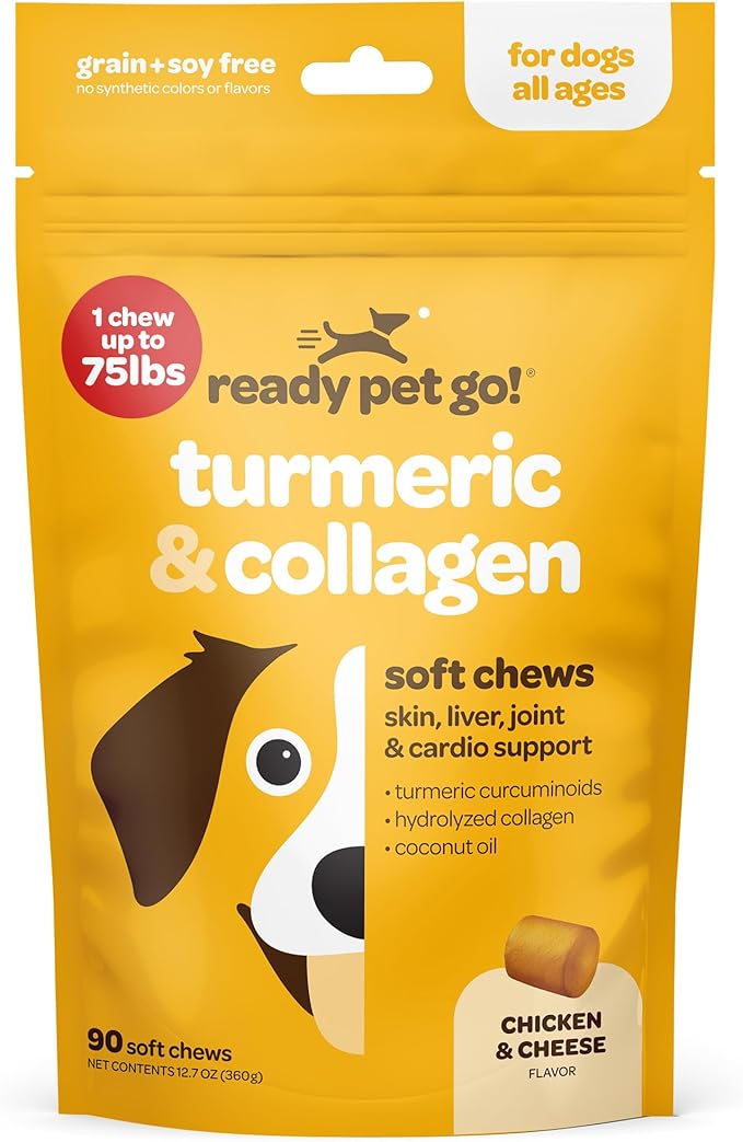 Turmeric for Dogs Soft Chews | Hip and Joint Chews for Dogs Comfort & Mobility with Collagen for Dogs | Dog Joint Supplement for All Ages Breeds & Sizes | NASC Certified & Made in The USA | 90 Chews