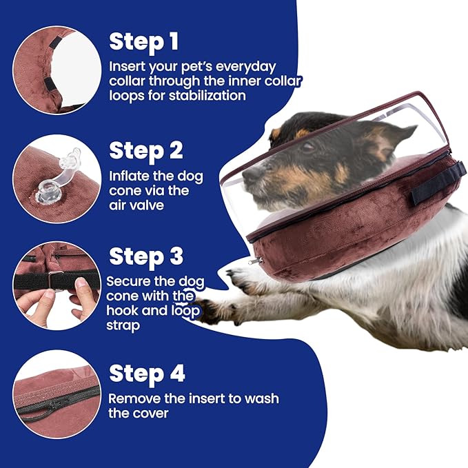 BARKLESS Dog Cone, Inflatable Dog Cone After Surgery for Large Breeds, Soft Surgery Collar with Enhanced Anti-Licking Guard Shield for Pets, Patented Protective Donut Collar