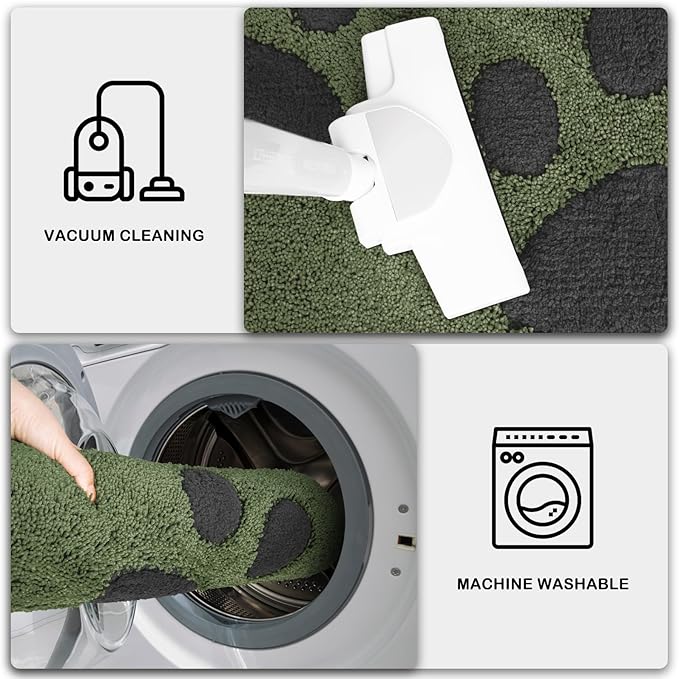 PURRUGS Dirt Trapping Door Mat 33.5" x 59", Non-Skid/Slip Machine Washable Microfiber Entryway Rug, Dog Doormat, Super Absorbent Welcome Mat for Muddy Wet Shoes and Paws, Green