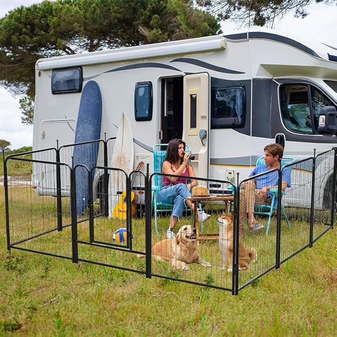 Dog Playpen Designed for Dogs, 32 inch 10 Panels.Perfect Dog Pen for Camping, Yard, RV, Garden Fence, Black (Black, 32inch, 10)