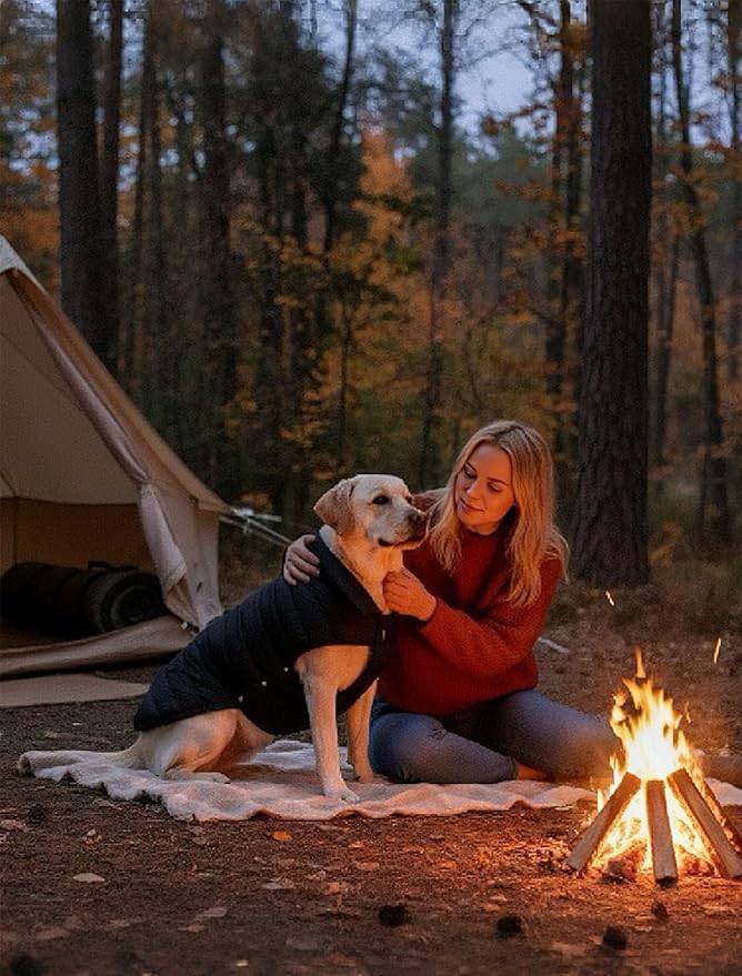 SPACE LION Puffer Jacket, Down Winter Coat, Durable Outdoor Coat for Cold and Windy Conditions, Waterproof, Windproof, Lightweight Jacket, Adjustable Fit for Small, Medium Dogs(Blue,M)