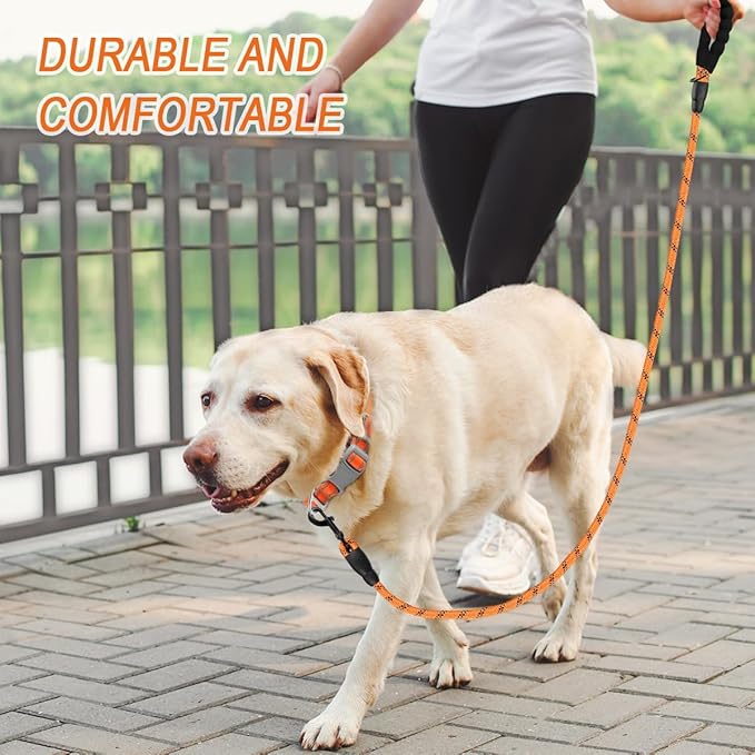 BARKBAY Dog Leashes for Large Dogs Heavy Duty Dog Leash 2 Pack 5 FT with Comfortable Padded Handle Highly Reflective Threads for Medium Large Dogs Walking Training Running (5FT-1/2,Orange+Black)
