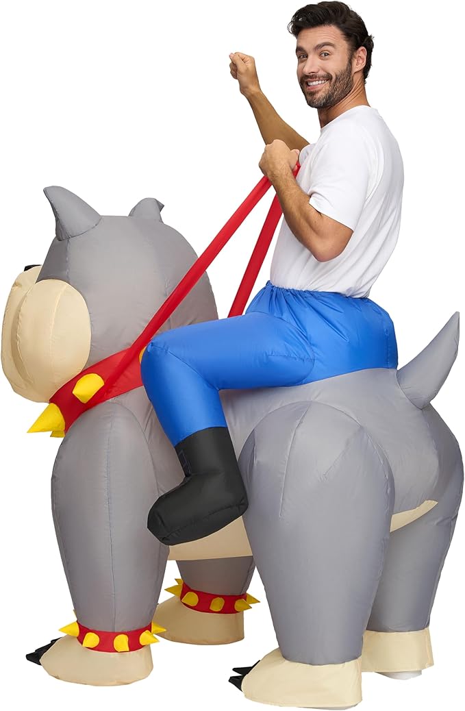 Spooktacular Creations Adults Halloween Inflatable Costumes, Riding a Bulldog, Ride on Inflatable Suit for Themed Parties
