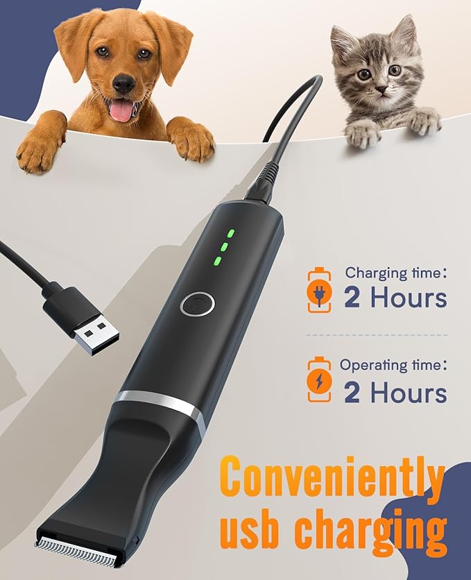 oneisall Dog Paw Trimmer,Corldless Paw Trimmer for Dogs with Double Blades,Quiet 2 Speed Small Dog Grooming Clippers for Paws, Eyes, Ears, Face, Rump (Black)