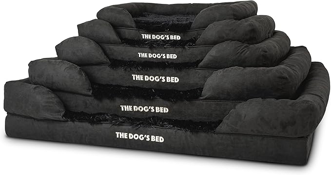 The Dog’s Bed, Medium Black Faux Fur, Memory Foam, Pain Relief: Arthritis, Hip & Elbow Dysplasia, Post Surgery, Lameness, Supportive, Calming, Washable Cover