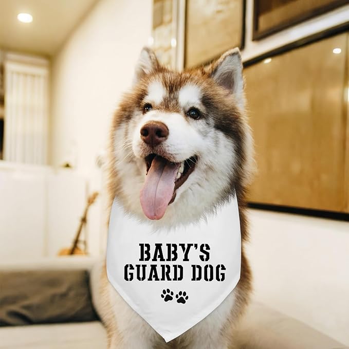 Baby's Guard Dogs Baby Security Dogs Bandana Pregnancy Announcement Dog Bandana Announcement New Baby Shower Photo Prop Pet Scarf Accessories for Dog Lovers Gift