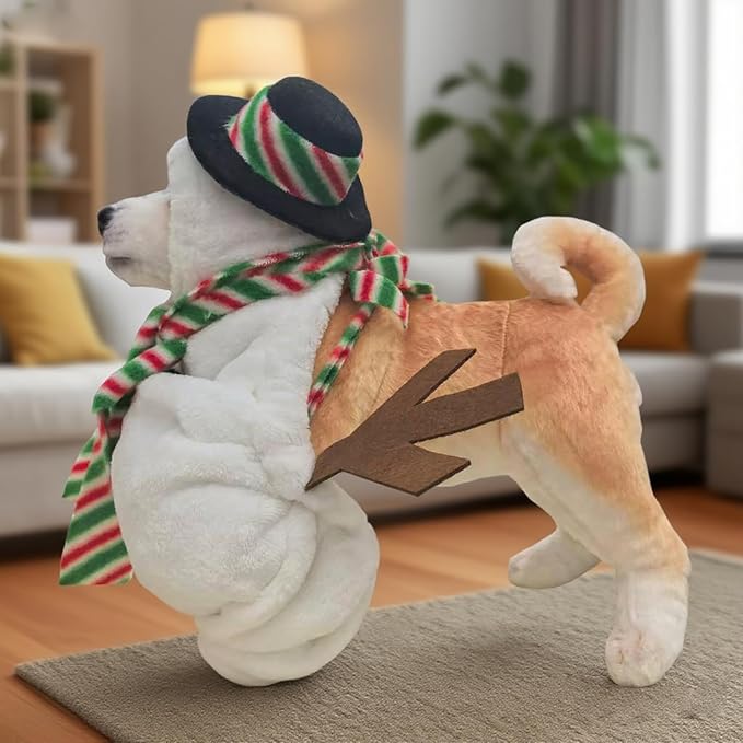 Pet Costume for Small Dogs Cats,Halloween Hoodies Winter Puppy Coat Outfits Funny Pajamas Clothes for Christmas Party,Snowman L