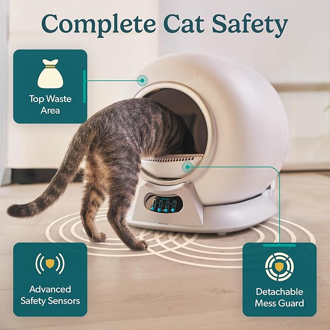 PetCove Self Cleaning Automatic Litter Box for Multi cat - XL Capacity/Quiet Operation/Odor Control/Anti-Pinch Safety/Easy App Control with Ultra Fast 5 GHz Wi-Fi - Includes Litter Bag Liners