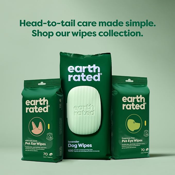 Earth Rated XL Pet Wipes for Dogs & Cats, 3-in-1 Hypoallergenic Cleaning, Deodorizing and Hydrating Extra Large Grooming for Body, Paws and Butt, Unscented, 60 Count