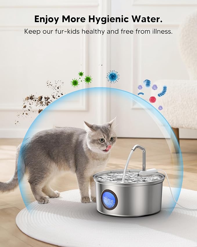 Pet Water Fountain Filters, Compatible with Kenida 8L/270oz Stainless Steel Dog Water Fountain,10 Filters with 2 Sponges Replacement Set, Multi-Filtration System