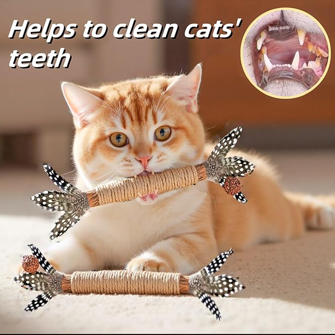 Cat Toys,14Pack Silvervine Cat Feather Toy Kitten Chew Stick Catnip Treat for Cleaning Teeth Indoor Kitty Teaser Wand Molar Snack Interactive Pet Rabbit Bunny Hamster Guinea Pig