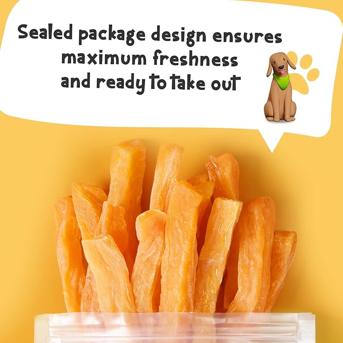 ASMPET Dog Treats Chews, Sweet Potato Strips, Gluten & Grain Free Dog Snacks for Training Rewards 10.6 oz