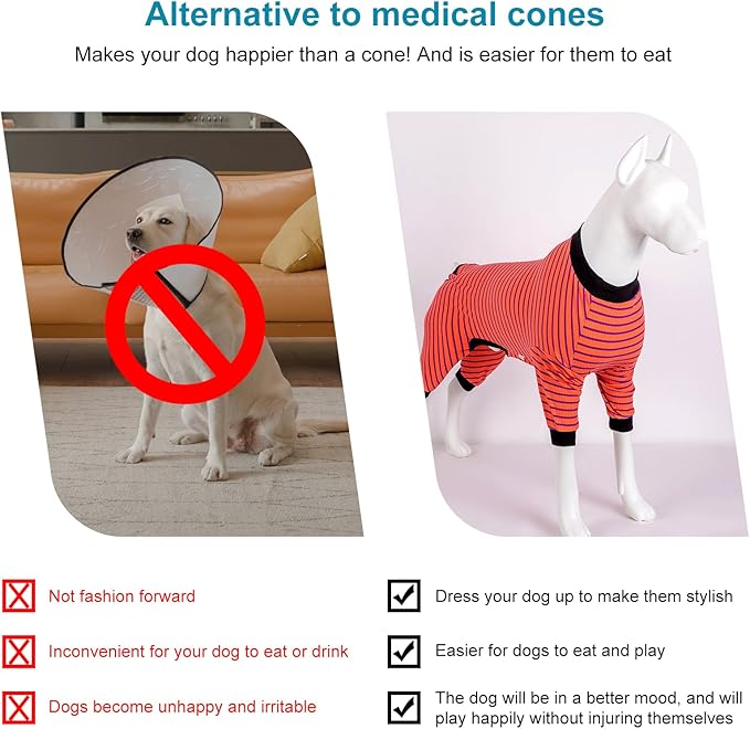 LovinPet Dog PJS Apparel for Medium Dogs, Pitbull Pure Cotton Pink Red and Purple Stripe Dog Shirt, 4-Legged Design, Full Body Coverage, Pajamas for Pitbulls, Onesies for Dogs, Medium