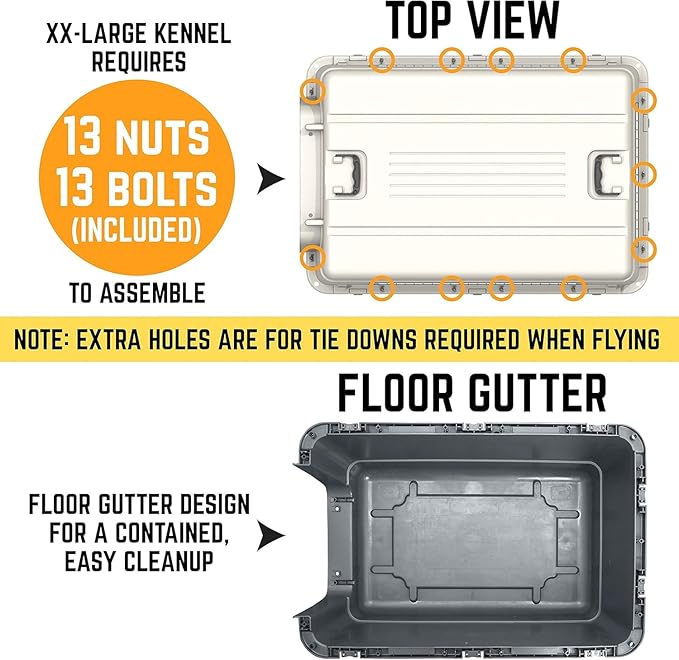 SportPet Designs Plastic Kennels Rolling Plastic Wire Door Travel Dog Crate, XXL