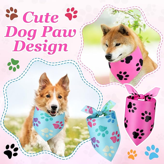 Abbylike 200 Pcs Halloween Paw Print Dog Bandanas Bulk Cute Footprint Bandanas for Dogs Triangle Kerchief Bib Scarf for Pets Birthday Party Costume Photo Props Daily Accessories Pet Shops, 25 Styles