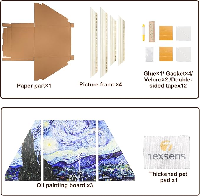 Texsens 3-in-1 Cat Scratcher Art Frame - Interactive Cat Bed & Scratching Pad with Painting Background - Eco-Friendly Decor & Furniture for Cats & Kittens(The Star Night)