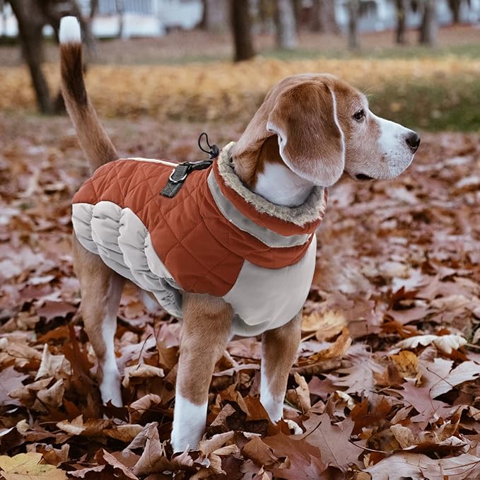 Lelepet Warm Dog Winter Coat Cold Weather Jacket Windproof Reflective Turtleneck Vest with Plush Neckline D-Ring for Leash Thick Fleece Lining Jacket Pet Apparel for Small Medium Large Dogs(X-Small)