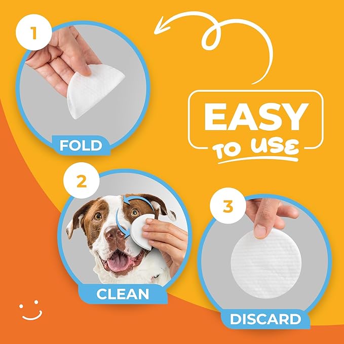Dog Eye Wipes - Hypoallergenic Eye & Face Wipes for Dogs, Cats, & Puppy - Pet Tear Stain Remover & Cleaner - Gently Cleans & Removes Discharge, Crust, & Gunk (Coconut)
