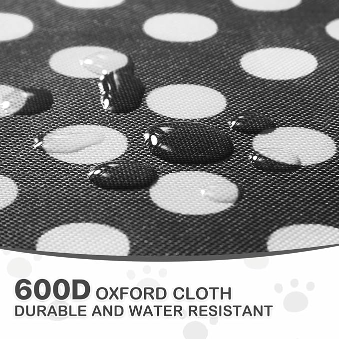 MoNiBloom 4 Wheels Pet Stroller, Easy-Fold Umbrella Shaped Dog Cat Jogger Stroller w/Storage Bag & Visible Mesh for Small/Medium Dogs Cats Black Polka Dots