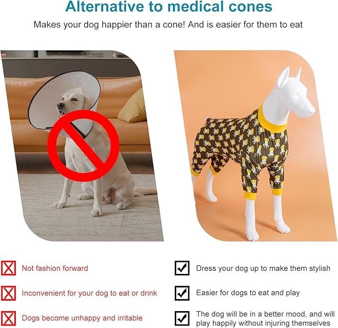 LovinPet Dog Pajamas for Medium Dogs, Wound Care, Surgery Recovery Cotton Pullover Dog Pajamas, Cozy Stretchy Fabric, Giraffe Print, Onesie for Large Dogs Pitbull Party Clothes, Pet Costume,XL