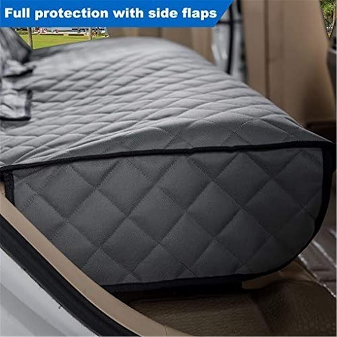 Bench Car Seat Cover Protector - Waterproof, Heavy-Duty and Nonslip Pet Car Seat Cover for Dogs with Universal Size Fits for Vehicles, Trucks & SUVs(Grey)