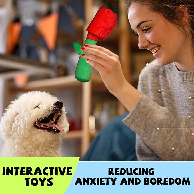 Rose Puzzle Dog Toy, Valentine's Day & Christmas Gift, Squeaky Crinkle Enrichment Snuffle Mat, for Small Medium Large Dogs & Puppies