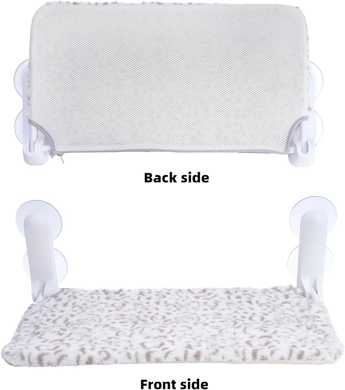 Cat Window Perch, Cordless Foldable Cat Hammock Bed with 4 Suction Cups, Embeded Machine Washable Bed for Indoor Cats, Strong Metal Frame Holds 40lbs (Leopard Print, Two Pieces)