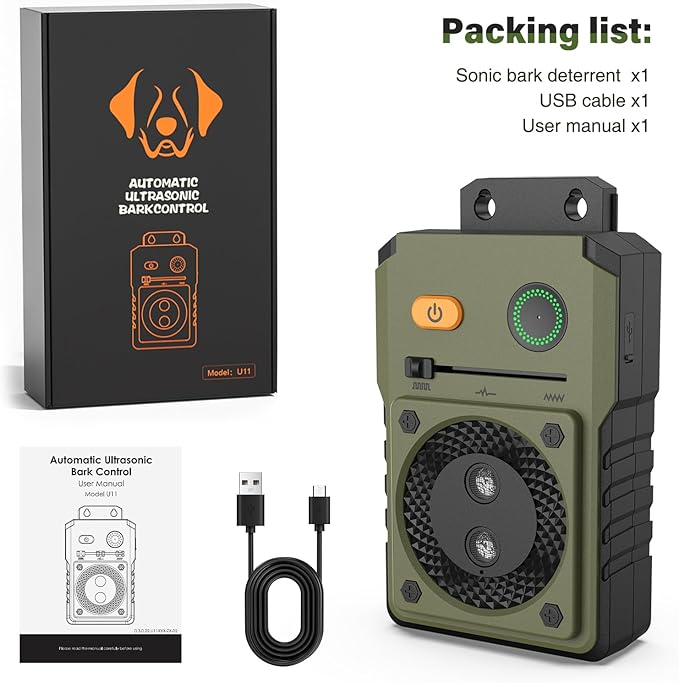 Dog Barking Control Device, 3Frequency Anti Barking Device, 33Ft Ultrasonic Dog Barking Deterrent, Rechargeable Stop Dog Barking Indoor Outdoor for Small Large Dogs Barking Control Device Anti Bark