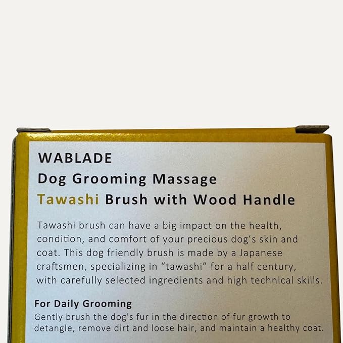 Dog Grooming Massage Tawashi Brush with Wood Handle Less Static Natural palm fiber Made in Japan (Small dog B)