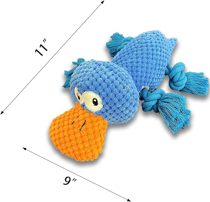 Upgraded Indestructible Dog Toys, Double Reinforced Fabric and Wrinkled Paper Plush Toys for Small, Medium and Large Dogs, Durable Dog Squeaky Toys, Teething Puppy Chew Toys (Blue)