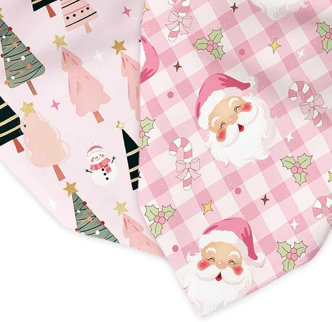 Pink Christmas Dog Bandanas 2 Pcs, Pink Pet Scarf for Dog Girl, Cute Triangle Puppy Scarf Kerchief Bandana Small Medium Pet Dogs On Xmas, Christmas Father Xmas Tree Print Gifts for Dogs Lovers